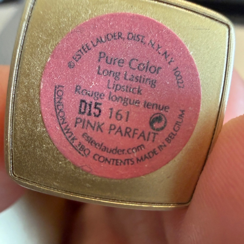 Estee Lauder Pure Color Long Lasting Lipstick 161 Pink Parfait Shimmer Gold Case